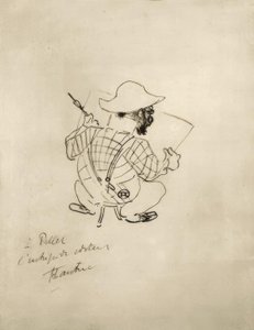 Karikaturaal zelfportret door Henri de Toulouse Lautrec