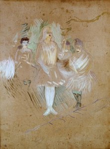 Bij de Folies-Bergère: Figuranten door Henri de Toulouse Lautrec