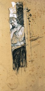 Achter de schermen door Henri de Toulouse Lautrec