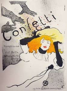 Economie. Papieren confetti door Bella Manufacture. Poster door Henri de Toulouse Lautrec, Engeland, ca. 1894. (poster) door Henri de Toulouse Lautrec