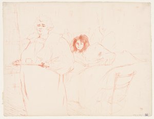 Elles: Vrouw die een dienblad draagt, Mevr. Baron en Mej. Popo, 1896 door Henri de Toulouse Lautrec