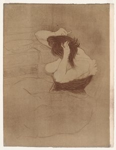 Elles: Vrouw die haar haar kamt door Henri de Toulouse Lautrec