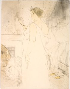 Vrouw met Spiegel, de Spiegel in de Hand door Henri de Toulouse Lautrec