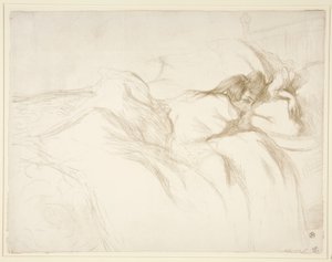 Vrouw die wakker wordt in bed, uit de serie Elles door Henri de Toulouse Lautrec