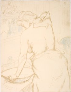 Vrouw die zich wast, de Toilette door Henri de Toulouse Lautrec