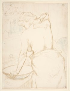 Vrouw die zich wast, de toilet (Vrouw bij haar toilet, zichzelf wassend), uit de serie Elles