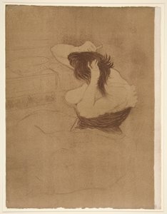 Vrouw die Haar Kamt, uit de serie Elles door Henri de Toulouse Lautrec