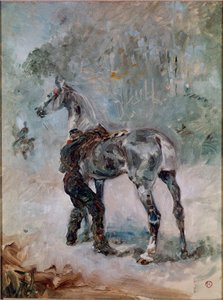 Artillerist zadelt zijn paard door Henri de Toulouse Lautrec