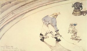 In het circus: De clown Footit met poedel en olifant door Henri de Toulouse Lautrec