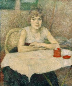 Jonge vrouw aan tafel, Poudre de riz door Henri de Toulouse Lautrec