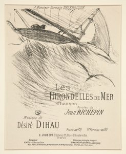 LES HIRONDELLES DE MER - Omslagblad voor gedrukte muzikale compositie (gedicht van Richepin op muziek gezet door Dihau) door Henri de Toulouse Lautrec