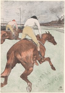 Twee jockeys te paard door Henri de Toulouse Lautrec