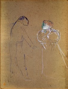 Lucien Germain Guitry (1860-1925) en Jeanne Granier. Tekening door Henri de Toulouse-Lautrec