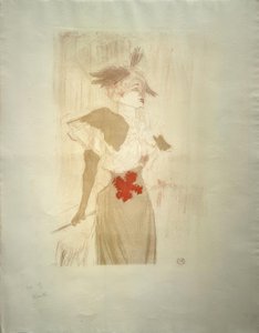 Juffrouw Marcelle Lender, staand door Henri de Toulouse Lautrec