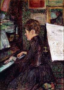 Miss Dihau aan de piano door Henri de Toulouse Lautrec