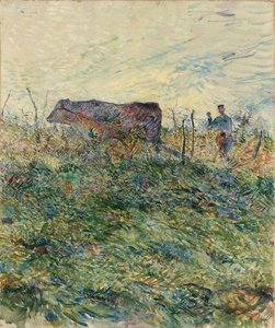 Ploegen in de Wijngaard, 1883 door Henri de Toulouse Lautrec
