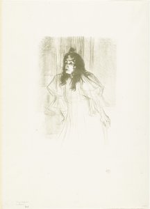 Portret van de zangeres May Belfort met loshangend haar