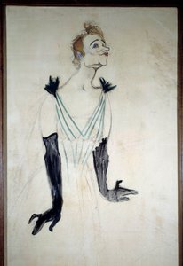 Portret van de zangeres Yvette Guilbert door Henri de Toulouse Lautrec