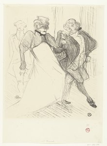 Portret van acteurs Gabrielle Rejane en Felix Galipaux in toneelstuk Madame Sans-Gêne door Henri de Toulouse Lautrec