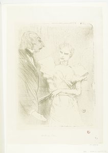 Portret van actrice Marthe Brandès en acteur Louis-Pierre Leloir in toneelstuk Les Cabotins