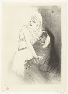Portret van actrice Sarah Bernhardt in toneelstuk Phèdre door Henri de Toulouse Lautrec