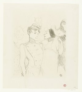 Portret van actrices Marcelle Lender en Eve Lavallière in een revue in het Théâtre des Variétés