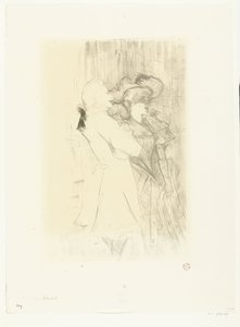 Portret van zangeres Marcelle Lender en zanger Numa Auguez in operette La Chanson de Fortunio door Henri de Toulouse Lautrec