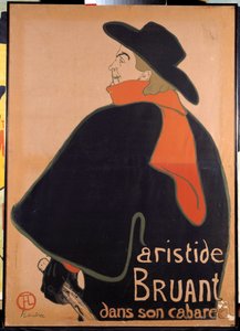 Poster met Aristide Bruant in zijn cabaret door Henri de Toulouse Lautrec