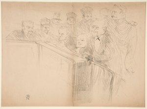 Procès Arton, première planche (Het Arton Proces, eerste plaat) door Henri de Toulouse Lautrec