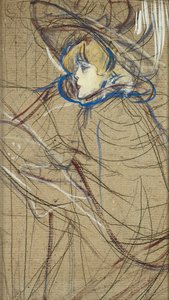 Profiel van vrouw: Jane Avril door Henri de Toulouse Lautrec