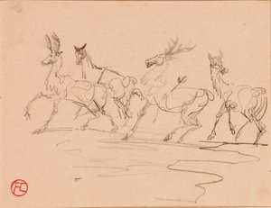 Herten en Hinden door Henri de Toulouse Lautrec