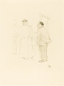De Eerste Verkoper van Jourdan en Brown door Henri de Toulouse Lautrec