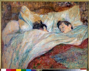Het bed Twee slapende kinderen. Olie op karton door Henri de Toulouse Lautrec (1864-1901) 1892 Parijs, musee d