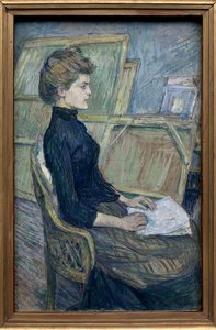 Het jonge model Helene Vary in het atelier. Kunstwerk door Henri de Toulouse Lautrec (1864-1901) door Henri de Toulouse Lautrec