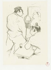 Twee vrouwen en man in bordeel door Henri de Toulouse Lautrec