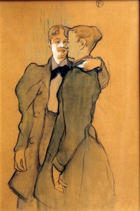 Twee vrouwen die walsen door Henri de Toulouse Lautrec
