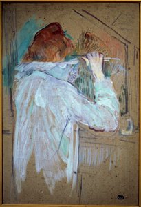 Vrouw Curling Schilderij op karton door Henri de Toulouse Lautrec (1864-1901) 1891 door Henri de Toulouse Lautrec