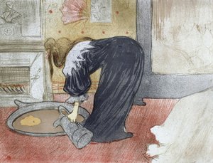 Vrouw in bad (uit de Elles-suite) door Henri de Toulouse Lautrec