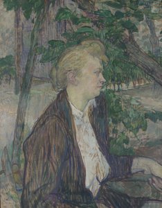 Vrouw zittend in een tuin, 1891 door Henri de Toulouse Lautrec
