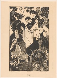 St. Franciscus en de vogels door Henri van der Stok (signed by artist)