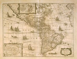 Kaart van Amerika door Henricus Hondius door Henricus Hondius