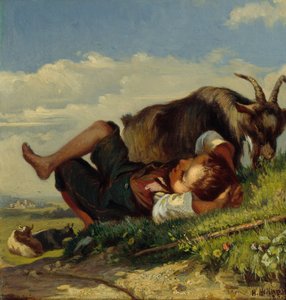 Herderjongen met geiten door Henrik August Helland