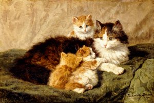 Tevredenheid, 1900 door Henriëtte Ronner Knip