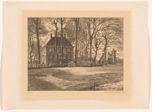 Buitenhuis tussen de bomen door Henriëtte de Vries (signed by artist)