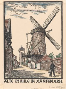 Molen in Xanten door Henriëtte van Hove (signed by artist)