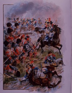 Hooglandsoldaten vormen een vierkant tegen Franse cavalerie bij Quatres Bras door Henry A. Payne