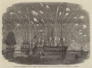 De Vredesherdenking in Plymouth, Vuurwerk en Algemene Verlichting van de Vloot in de Sound