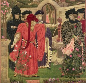 Het kiezen van de rode en witte rozen in de tempeltuin, 1910