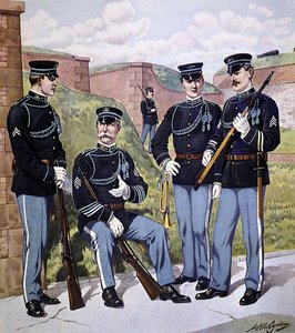 Volledige dress van de Amerikaanse infanterie 1902-07 gewapend met het Amerikaanse magazijngeweer model 1903