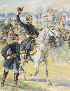 Generaal-majoor Hooker bij de Slag om Chancellorville, Virginia, 3 mei 1863